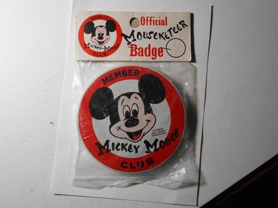 D730- Disney Mickey Mouse Club 3.5'' litho pinback button in original bag JAPAN