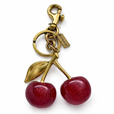 Coach Red Cherry Apple Bag Charm Only Keychain Resin Metal Brass Decoration