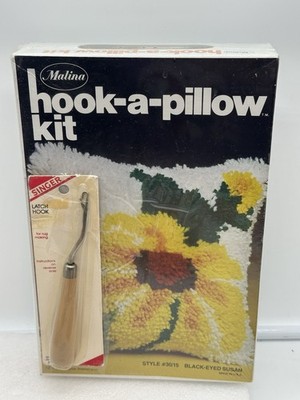 Vintage Malina Latch Hook Pillow Kit Sealed With Latch Hook Tool Included