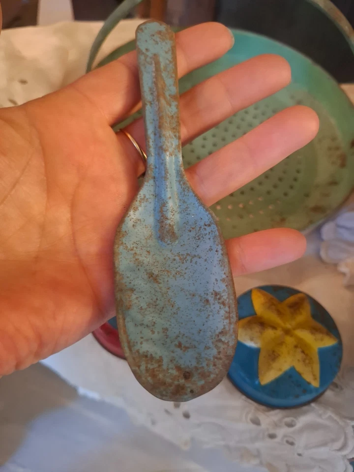 jeux plage ancien : ancien tamis pelle moules pour plage  deco shabby campagne - Photo 4/4