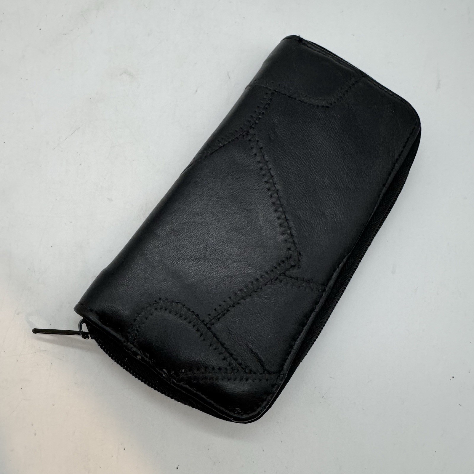 Black Patchwork Soft Leather Zip Around Wallet Cr… - image 2