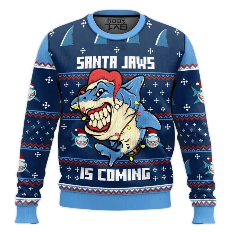 Santa Jaws Coming for You Ugly Christmas Sweater