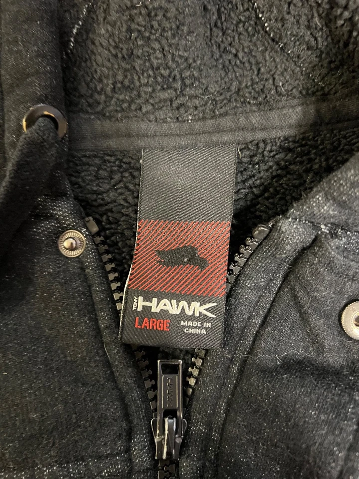 Chaqueta con Capucha Tony Hawk Para Hombre Negra Sherpa Forrada Cremallera Talla Grande Foto 4 de 4