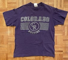 Vintage Colorado Rockies T-Shirt Mens Large Purple 100% Cotton 90s Made In USA