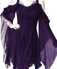 Purple Gothic Fairy Core Midi off shoulder dress sz L 