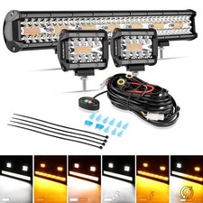 Auxbeam 20 420w Amber White Led Light Strobe Bar 2x 4 Pods 6 Modes Wiring