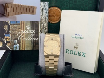 Rolex Cellini 4350 27mm Anniversary Diamond Dial 18k Yellow Gold Box Papers