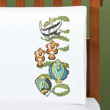 Herrschners  Under the Sea Pillowcase Pair Stamped Cross-Stitch