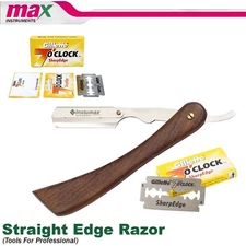 Vintage Straight Razor Folding Shave Knife for Barbers – Wood Handle with Blades