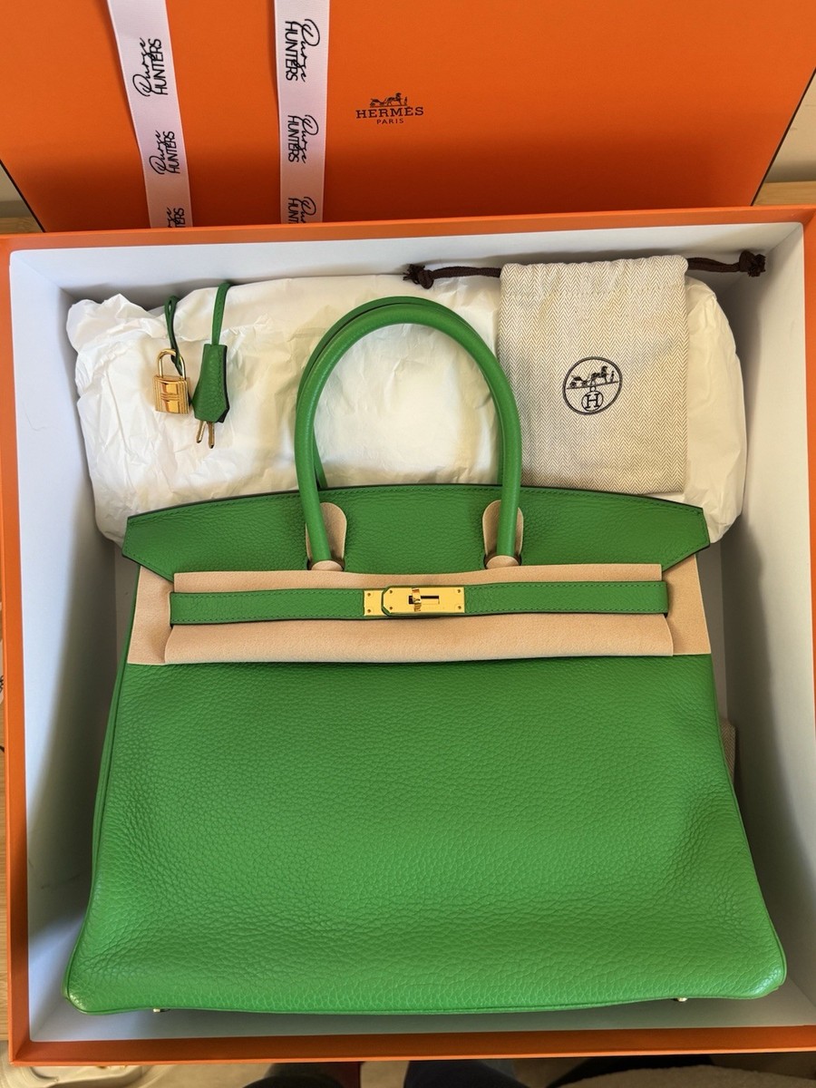エルメス◇ボストンバッグ◇フェルト✕レザー◇グリーン◇オシャレ◇希少◇格安出品 100% Authentic Hermès Birkin 35 Bamboo Green Clemence Gold