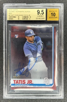 2019 Topps Clearly Authentic Auto Red #/50 Fernando Tatis Jr RC BGS 9.5 10 Auto
