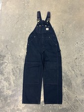 Vintage Navy Carhartt Double Knee Overalls Sz 34/30