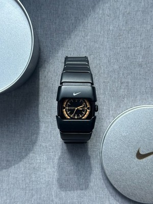 Nike D-Line Matte Black Analogue Circle Watch with Orange Dial