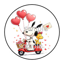 BEAGLE VALENTINE'S STICKERS, ENVELOPE SEALS, LABELS, 1.5", 30 ROUND, TAGS DOG