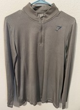 Gymshark Men Size Medium Sport Seamless 1/4 Zip Pullover Linen Brown/Camo Brown