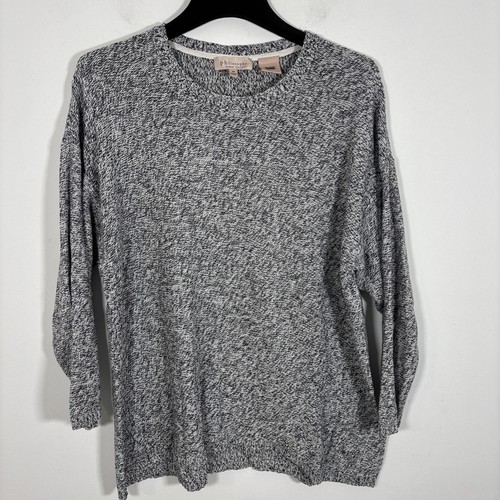Philosophy Women's Plus 3X Dolman Sleeve Gray Ribbed Knit Cottagecore Sweater - Picture 2 of 7