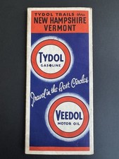 1937 TYDOL TRAILS thru NEW HAMPSHIRE, VERMONT ROAD MAP - Veedol, Tide Water