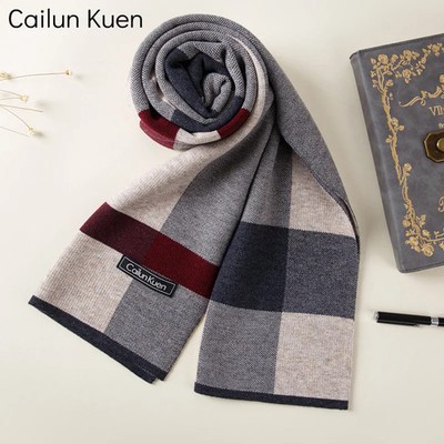 Cashmere Men Scarf Luxury Designer Lightweight Plaid Scarf for Men Cashmere Scar