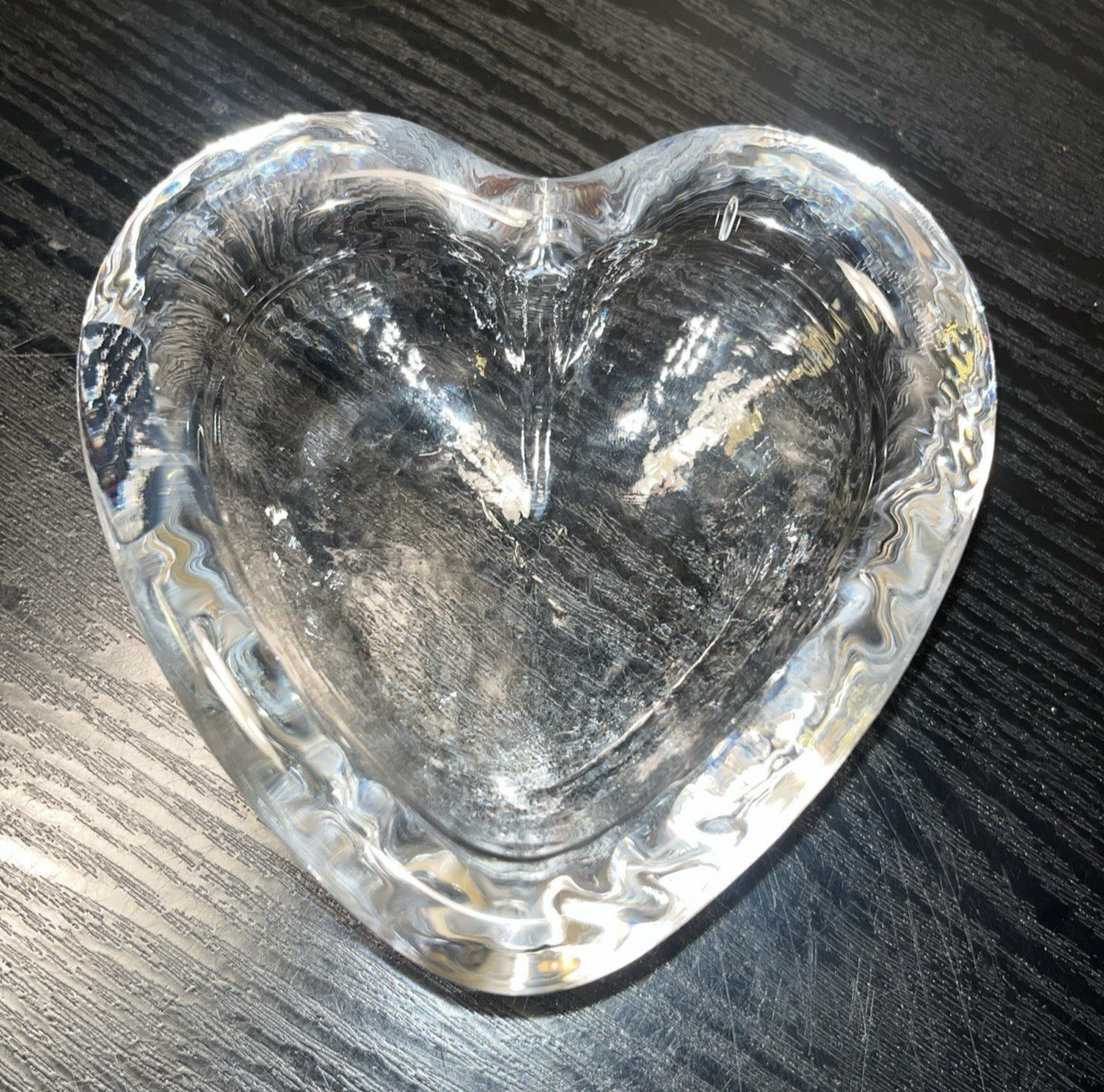 Simon Pearce Highgate Heart Shaped Glass Trinket Dish Bowl Artist Signed 5" Tag