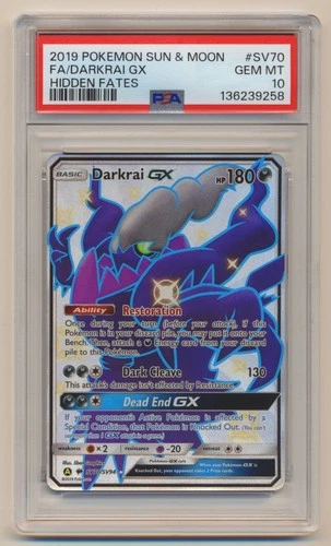 PSA 10 Pokemon Hidden Fates Full Art Darkrai GX SV70/SV94 GEM MINT Condition!