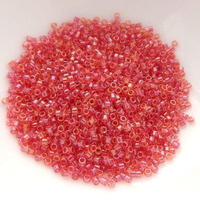 11/o Delica Beads Lined Light Cranberry AB 5g Miyuki Cylinder DB062 DB0062