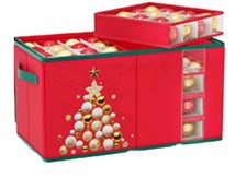 Christmas Ornament Storage Box with Dividers, Holiday Ornaments Storage Holds 96