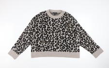 New Look Women’s Beige Leopard Print Pullover Jumper L