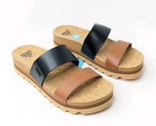 Reef Cushion Vista Hi Platform Sandals, Black/Brown, Women's 9