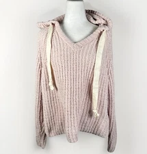 Love Tree Cozy Knit Pullover Oversized Hoodie Size L Soft Pink Comfortable Boho