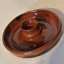 1985 Lester Breininger Redware Pottery Candle Holder Folk Art Studio Art PA