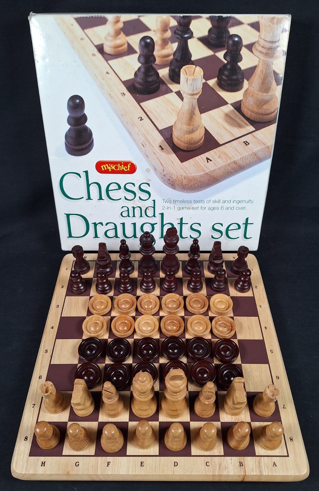 Mischief Wooden Chess and Draughts Set Complete