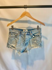 We The Free by Free People Denim Shorts W Size 26 Light Wash Distressed Cutoff