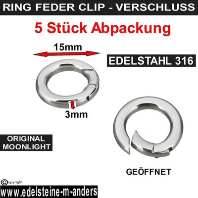 Federringverschluß Clipring Clip Federringe Verschluss Schmuck Ketten Edelstahl