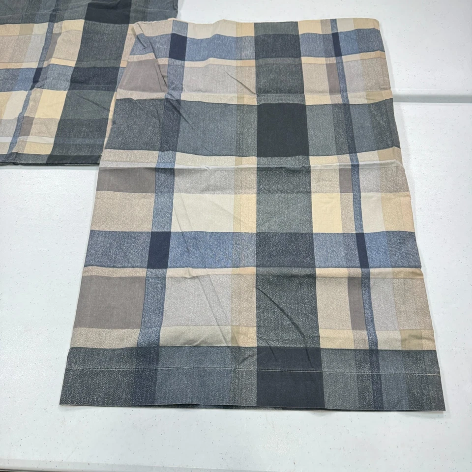 Par de fundas de almohada wamsutta vintage estándar gris a cuadros mezcla de algodón EE. UU. Y2K 90S 80 Foto 3 de 4