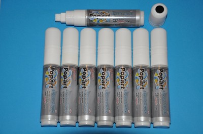 8 x WEISS Flüssigkreide Marker Stift (Nip 15 mm) für Tafel und Glas Schild Feuchttuch