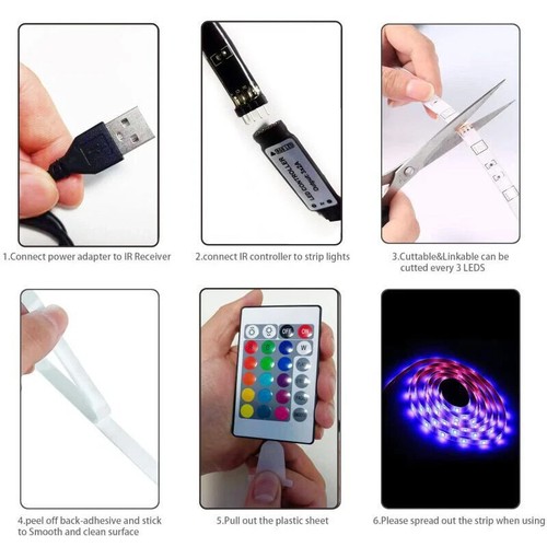 LED Strip Lights 1-5m RGB 5050 Colour Changing Tape Cabinet Kitchen TV Lighting - Picture 5 of 15