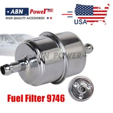 High Flow Fuel Filter 38 Inline Hose Chrome Canister Carbureted For Chevy Ford