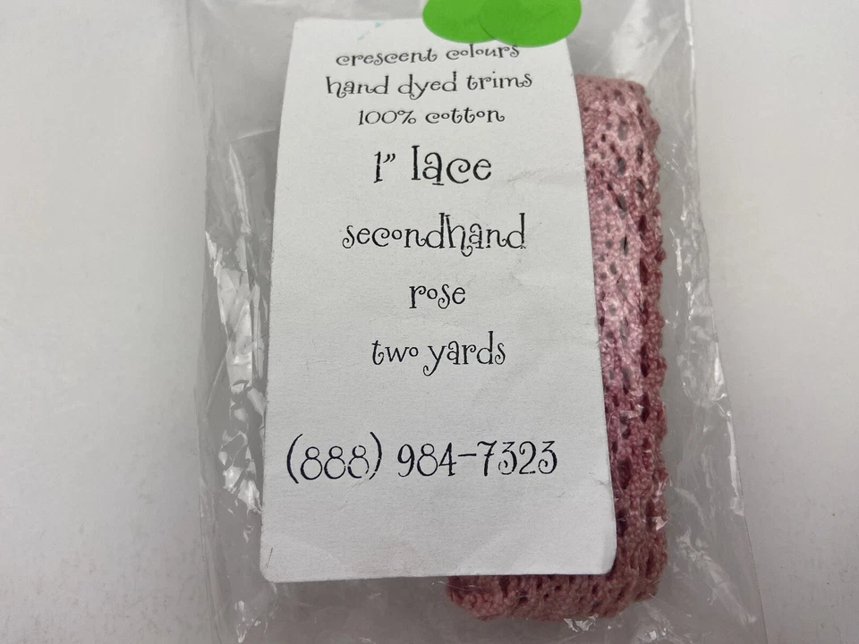 Crescent Colours Hand Dyed Trim 1” Lace Secondhand Rose 2 Yards 100% Cotton - Image 2 of 4