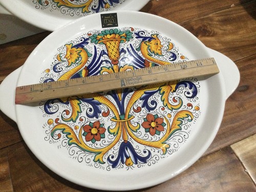 CERAMICA NOVA DERUTA ITALY RAFFAELLESCO HANDLED SERVING platter pizza cake 12'' - Picture 4 of 9