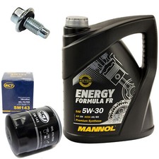 Motoröl Set 5W30 5 Liter + Ölfilter SM 143 + Schraube für Ford Jaguar Land Rover
