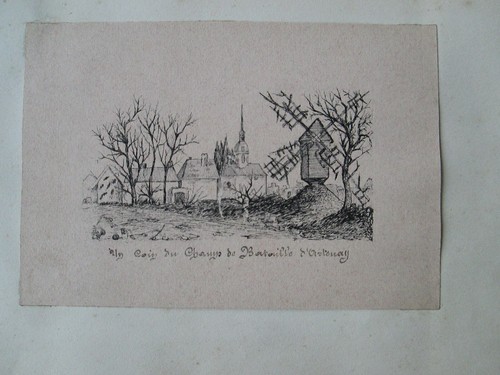 ALBUM DE 39 DESSINS DIVERS (voyages, oiseaux, villages, enfants...), 1850/1880. - Picture 2 of 24