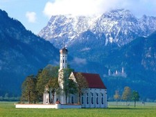 Landscape architecture church mountains bavaria germany Custom Gaming Mat Desk