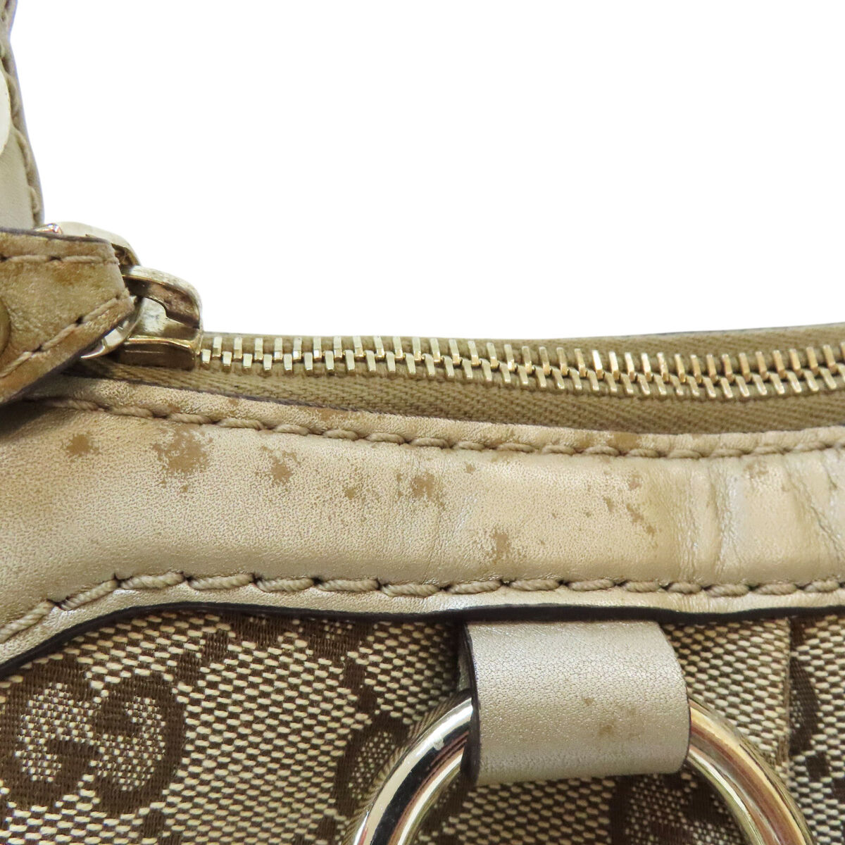 GUCCI GG Canvas Sukey Hobo Shoulder Handbag Beige White GUCCI GG Canvas Sukey Hobo Shoulder Handbag Beige White