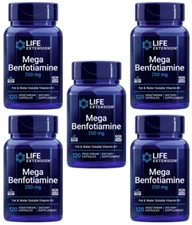 5 PACK Life Extension Mega Benfotiamine 250mg Vit B1 for Glucose Level 120 VCaps