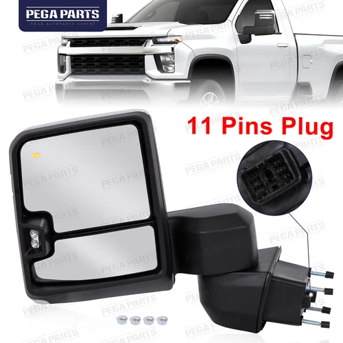 Driver Left Side Chrome Tow Mirror For 2019-2024 Chevrolet Silverado GMC Sierra