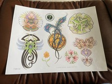  Lot 37 Vintage Tattoo flash art paper sheet Shane Hart 2003