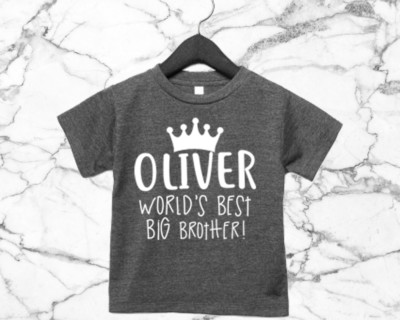 T-Shirt Weltbester großer Bruder INDIVIDUELLER NAME Kleinkind Geburtstag neu Baby Bro AS8