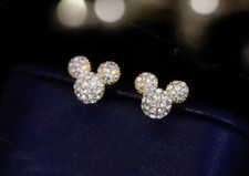 Sterling Silver Mickey Mouse Rhinestone earrings