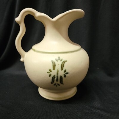 Vintage 1960's Royal Haeger Pottery Pitcher 7'' w/Green Tulip Stencil