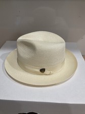 Dobbs Fifth Avenue Rosebud Straw Hat Fedora Ivory 7 NEW IN BOX